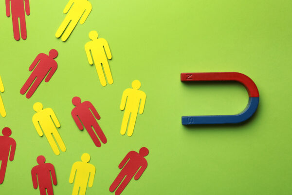 Magnet illustration showing brand visibility and customer attraction